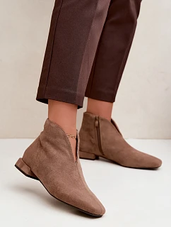 Nízké boty s výstřihem na zip  tmavě béžové model 22320431 - Boto