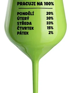 PRACUJI NA 100% - zelená nerozbitná sklenice na víno 470 ml