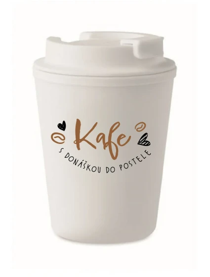 KAFE S DONÁŠKOU DO POSTELE - bílý termohrnek 300 ml