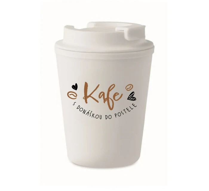 KAFE S DONÁŠKOU DO POSTELE - bílý termohrnek 300 ml