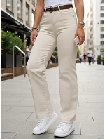 Dámské džíny s páskem a širokými nohavicemi béžové FashionStreet UY3060