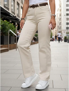 Jeansy damskie z paskiem i  beżowe model 22173053 - FashionStreet