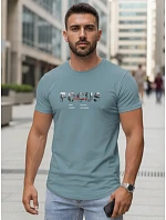 Tshirt męski z napisem bawełniany petrol model 22316039 - FashionStreet