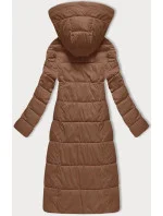 Dlouhá dámská prošívaná zimní bunda ve velbloudí barvě Libland (7767)