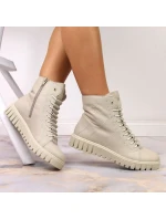 Rieker W RKR279C béžové zateplené boty na platformě