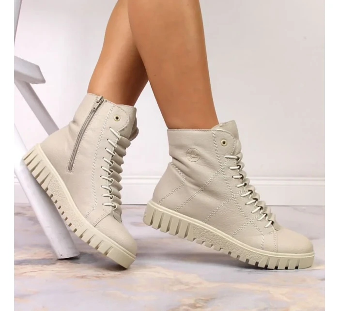 Rieker W RKR279C béžové zateplené boty na platformě