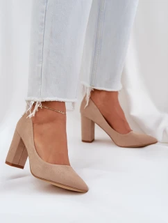 Dámské Lodičky Na Klíně Eko Semišové Tmavě Béžové Florena