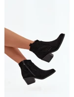 Dámské otevřené kotníkové boty na podpatku Černé model 21713481 Černé - S.Barski