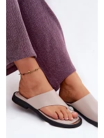 Kožené dámské žabky Vinceza Béžové