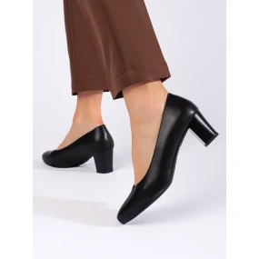 Trendy černé dámské  lodičky na širokém podpatku