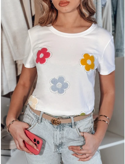 Dámské květinové tričko DAISYLA bílé FashionStreet RY2742