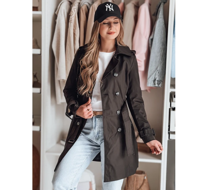 Dámský dvouřadový trenčkot s páskem BELISION černý FashionStreet NY0749