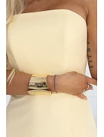 maxi šaty s rozparkem a zavazováním na zádech žluté model 22064816 - numoco maxi šaty s rozparkem a zavazováním na zádech žluté model 22064816 - numoco