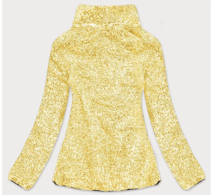 Žlutá melanžová plyšová dámská mikina model 17691540 - J.STYLE