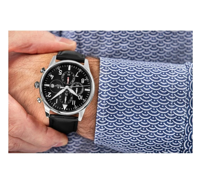 Pánské hodinky Giewont Chronograph Sapphire Black Silver GW5630-A2