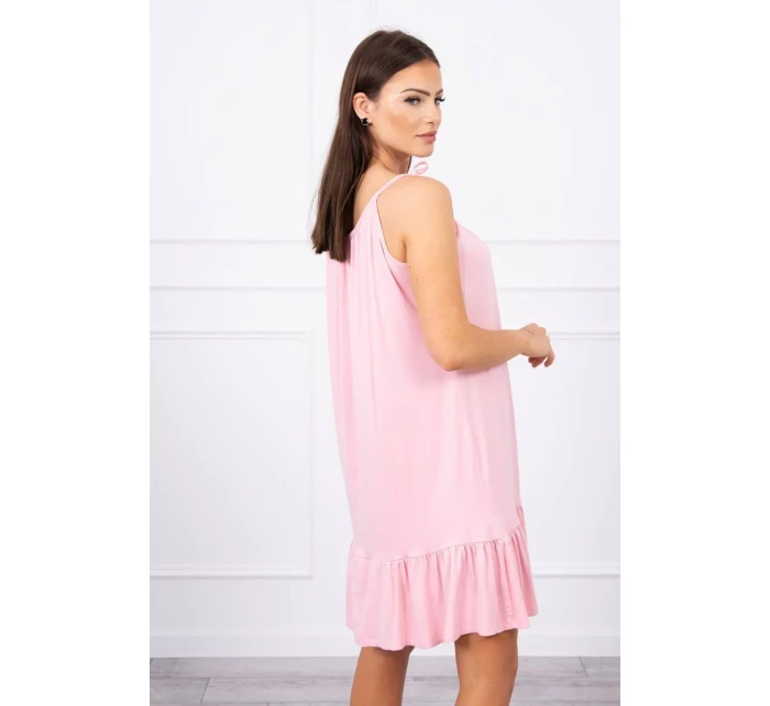 Šaty s tenkým páskem, pudrově růžové