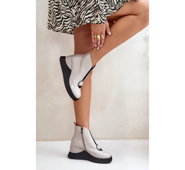 Boty Na Klínu Zateplené D&A Světle šedé model 21671894 - S.Barski Boty Na Klínu Zateplené D&A Světle šedé model 21671894 - S.Barski