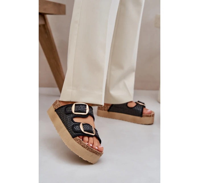 Sandály S Pletením A Sponami Na Masivní Platformě Černé Aralissea Sandály S Pletením A Sponami Na Masivní Platformě Černé Aralissea
