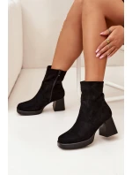 Dámské Botky Na Podpatku Z Eko Semiše Se Zipem Černé Serinna Dámské Botky Na Podpatku Z Eko Semiše Se Zipem Černé Serinna