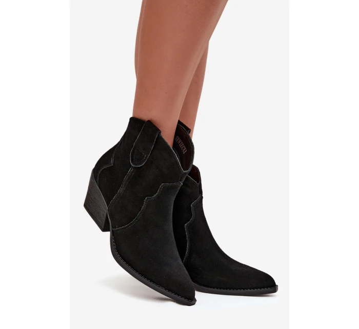 Nazouvací dámské kozačky z přírodního semiše černé model 21713735 - Boto Nazouvací dámské kozačky z přírodního semiše černé model 21713735 - Boto