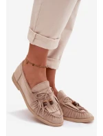 Dámské mokasíny s třásněmi a korálky Béžové Teressa Dámské mokasíny s třásněmi a korálky Béžové Teressa