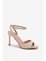 Dámské sandály na podpatku z umělé kůže béžové Olissey