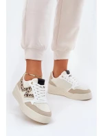 Dámské sportovní tenisky na platformě – béžové s panterím vzorem Lorori