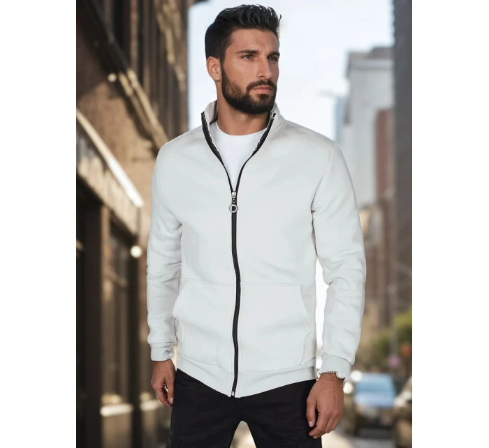 Pánská mikina na zip se stojáčkem světle šedá FashionStreet BX5874