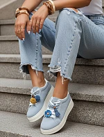 Dámské semišové tenisky s ozdobnou platformou modré FashionStreet ZY1416