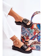 Dámské módní kožené pantofle Černá model 21588192 - S.Barski Dámské módní kožené pantofle Černá model 21588192 - S.Barski