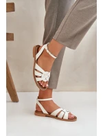 Kožené Dámské Sandály Na Plochém Podpatku Zazoo model 21682231 Ecru - Boto