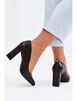 Lodičky na podpatku z eko kůže Sergio Leone PB216 Černé Lodičky na podpatku z eko kůže Sergio Leone PB216 Černé