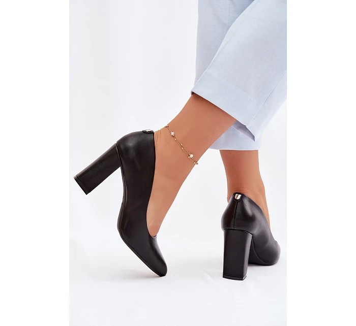 Lodičky na podpatku z eko kůže Sergio Leone PB216 Černé Lodičky na podpatku z eko kůže Sergio Leone PB216 Černé