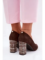 Semišové lodičky na sloupku  Hnědé model 22091798 - SERGIO LEONE