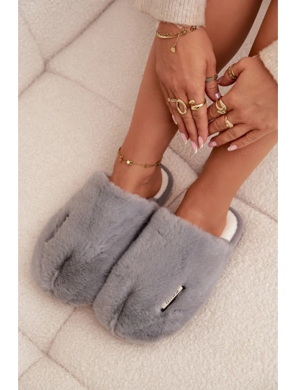 Dámské huňaté pantofle – šedé Belinna Dámské huňaté pantofle – šedé Belinna