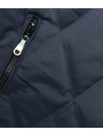 Tmavě modrá prošívaná bunda s ozdobnými stahovacími lemy (16M9086-215)