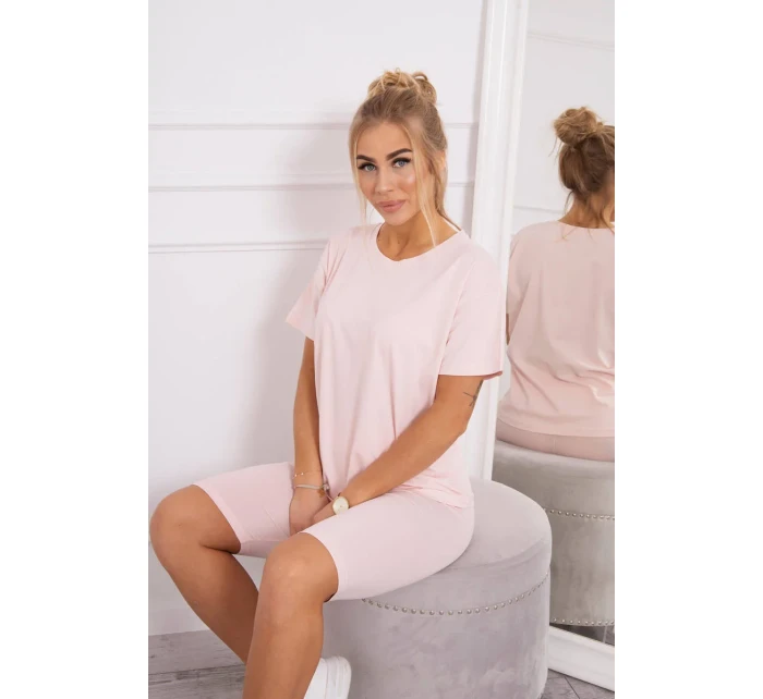 Souprava top+legíny pudrově růžová