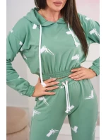 Sada s potiskem pistole tmavě mátová