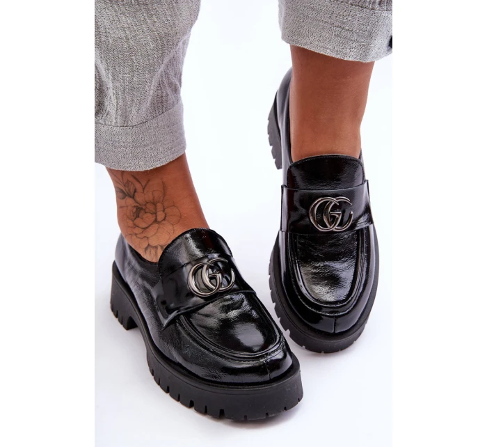 Dámské kožené polobotky s ozdobou Černá Rosefalls