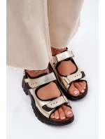 Dámské kožené sandály se suchým zipem Artiker 56C0469 zlaté