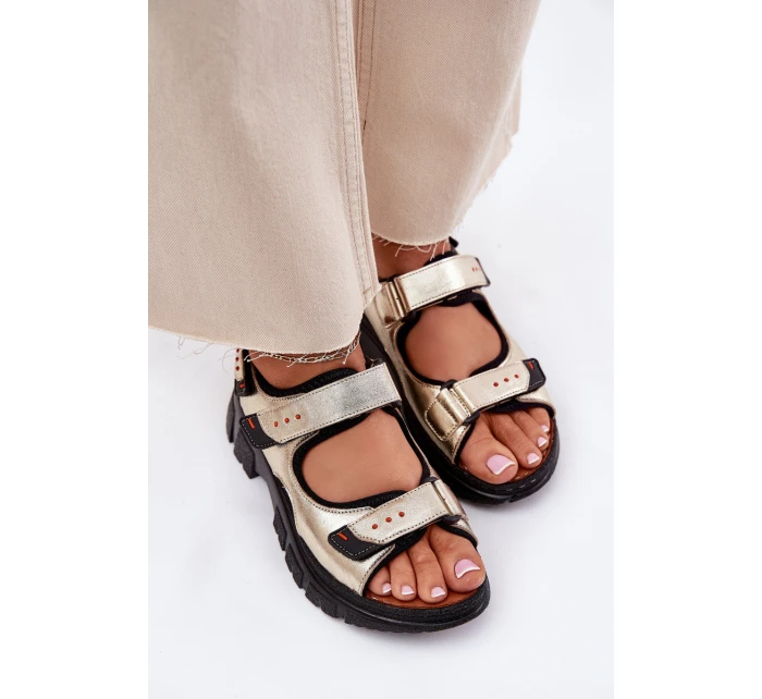Dámské kožené sandály se suchým zipem Artiker 56C0469 zlaté