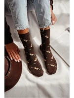 Dámské ponožky s model 21712975 a listy hnědé - Milena