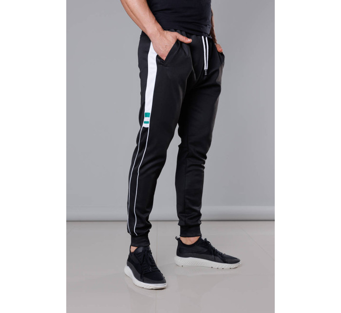 Černé pánské teplákové kalhoty s lampasy (8K161)