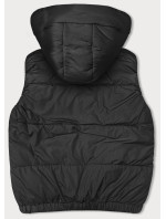 Černá krátká péřová dámská vesta s kapucí (16M9091-392)