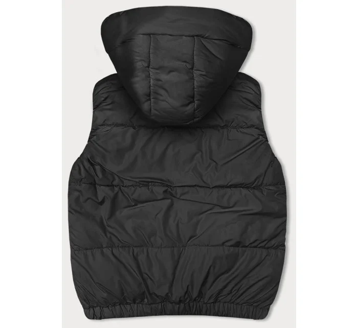 Černá krátká péřová dámská vesta s kapucí model 18914503 - J.STYLE Černá krátká péřová dámská vesta s kapucí model 18914503 - J.STYLE