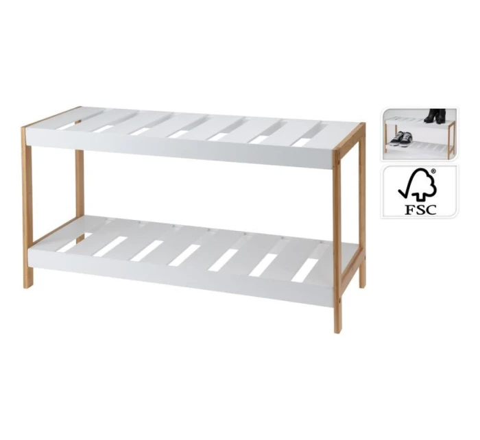 POLICOVÁ SKŘÍŇKA NA BOTY 2 ÚROVNĚ BAMBUSOVÁ