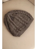 Dámská zimní čepice z vlny s copánkovým vzorem model 21750380 mocca - K-Fashion