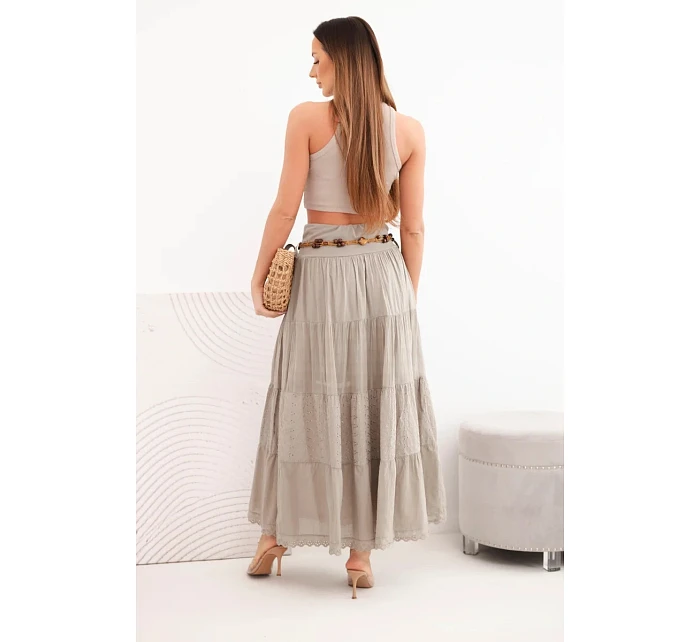 Dámská maxi bavlněná sukně s model 22048773 výšivkou a elastickým pasem fango - K-Fashion