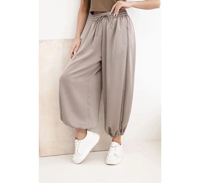 Dámské široké kalhoty s gumou v pase a zavazováním ve stylu Aladina fango