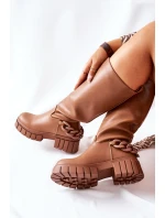 Vysoké hnědé boty s model 21561024 - Boto Vysoké hnědé boty s model 21561024 - Boto